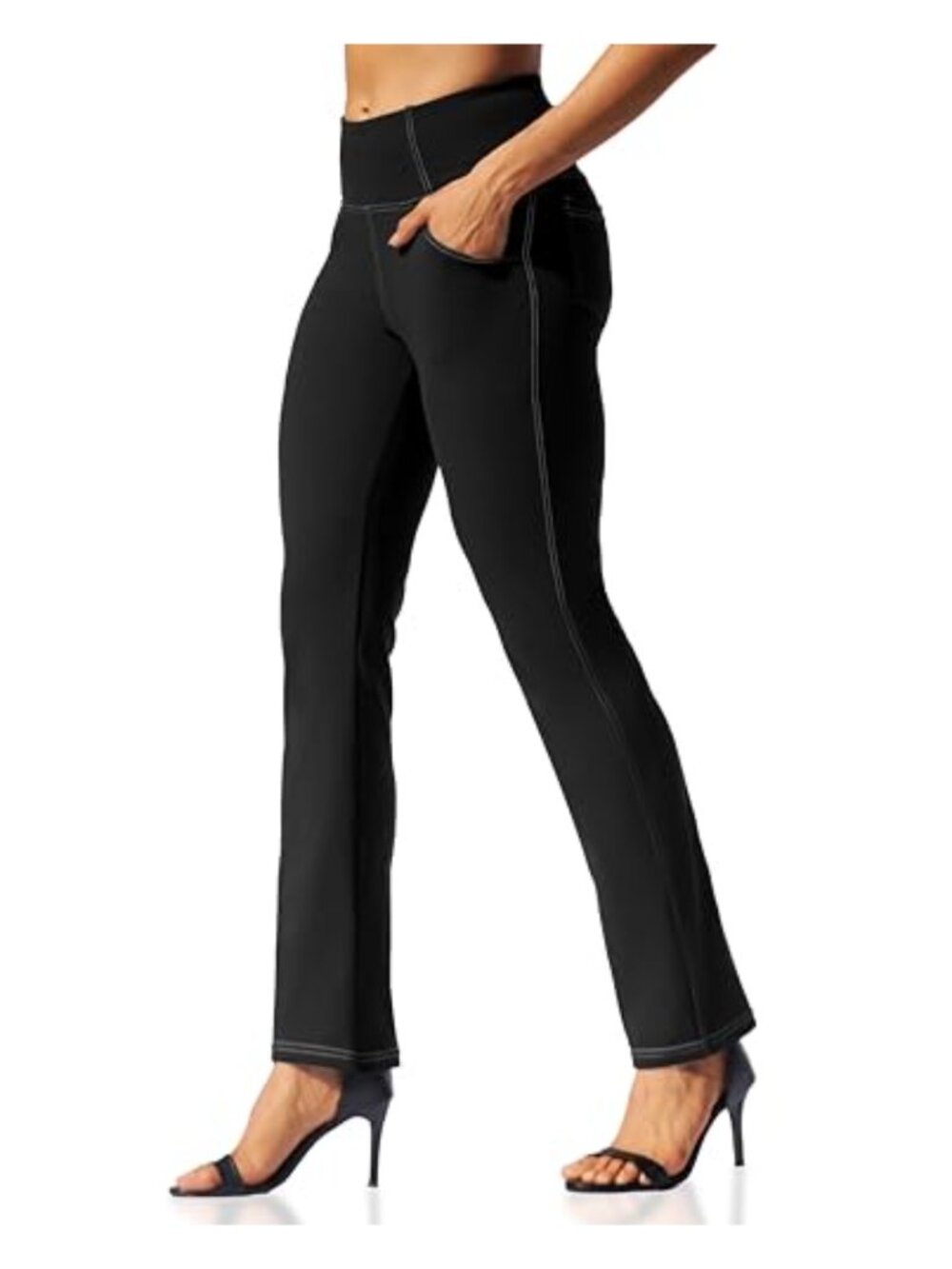 Women's Straight Leg Leggings High Waisted Yoga Pants with Pockets